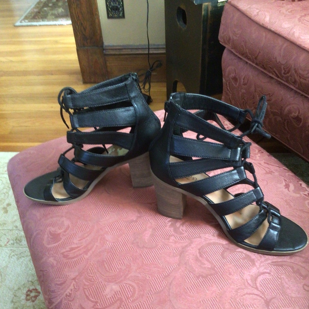 Crown Vintage Black Block Heel Gladiator Sandal sz 7 - Picture 5 of 6